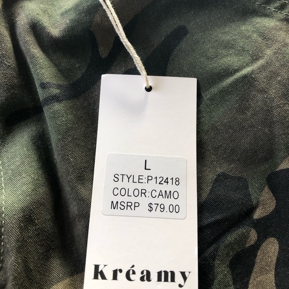 NWT Kréamy Woodland Camo Cargo Jogger Pants Women's Cuffed Ankle Streetwear - Picture 7 of 10